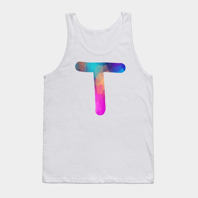 Letter T Capital Alphabet T Colorful Art Gift Tank Top by Shariss
